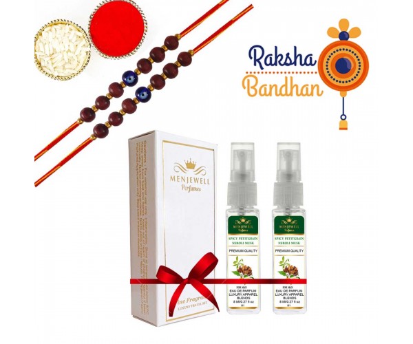 Rakhi, Perfume Set  (Rakhi Gift Pack For Brother With Spicy Neroli Musk Perfume With 2 Rakhi)