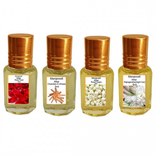 Menjewell Pack of 4 Pcs Floral Attar 5ml