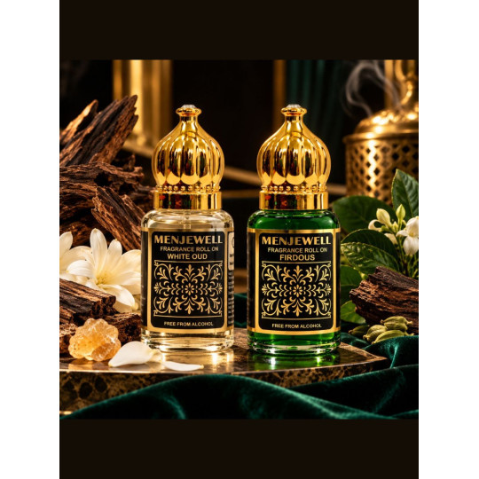 MENJEWELL White Oud & Firdaus Attar Combo Pack 6ml Each 