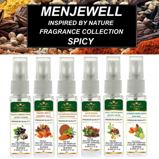 Menjewell Inspired by Nature Spicy Perfume Gift Pack for men and women(6 x 8ml)48ml