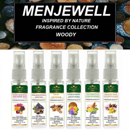 Menjewell Inspired by Nature Woody Perfume Gift Pack for men and women (6 x 8ml)48ml perfume