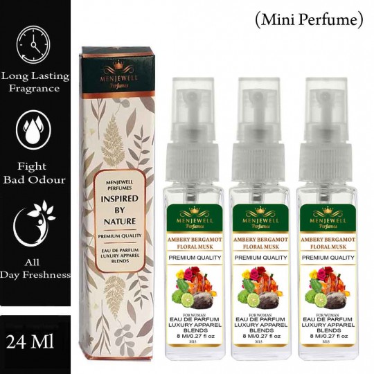 Menjewell Pack Of 3 Ambery Bergamot Floral Musk woman Perfume 24ml
