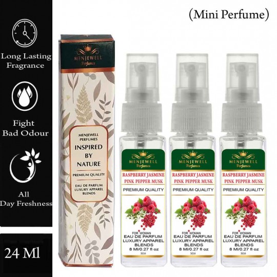 Menjewell Pack Of 3 Raspberry Jasmine Pink Pepper Musk Women Perfume 24ml