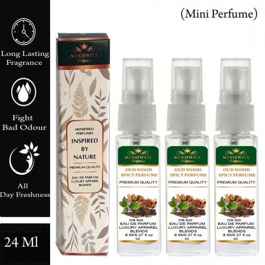 Menjewell Pack Of 3 Oud Wood Spicy Men Perfume 24ml
