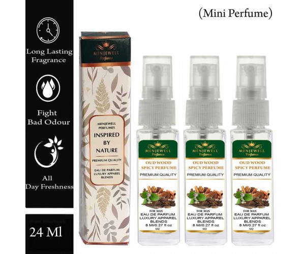 Menjewell Pack Of 3 Oud Wood Spicy Men Perfume 24ml