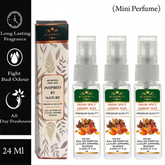 Menjewell Pack Of 3 Fresh Spicy Ambery Men Perfume 24ml 