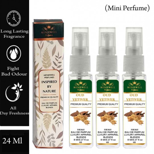 Menjewell Pack Of 3 Oud Vetiver Men Perfume 24ml