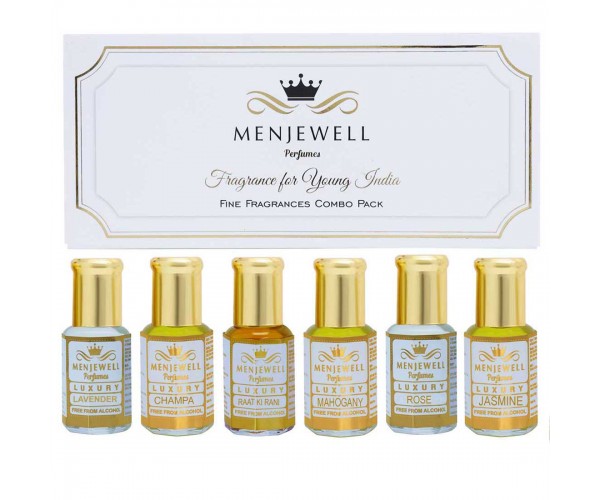 Menjewell Set Of 6 Floral Attar Gift Pack for women   (6x3ml) 18ml