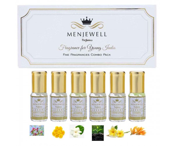 Menjewell Set Of 6 Spring Attar Gift Pack For Men & Women(6x3ml)18ml
