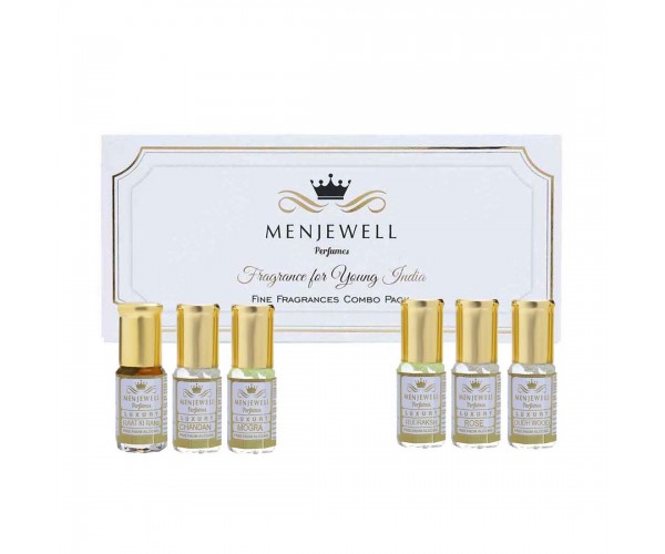 Menjewell Set Of 6  India's Attar Gift Pack For Men & Women(6x3ml)  18ml