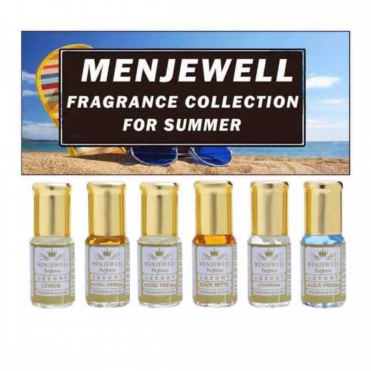 Menjewell Set Of 6 Summer Attar For Men & Women (6x3ml) 18ml